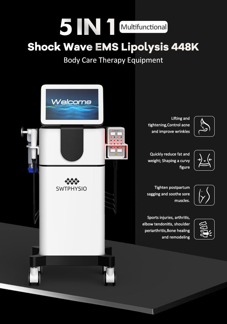 New arrived 448K shockwave laser physical therapy slimming machine