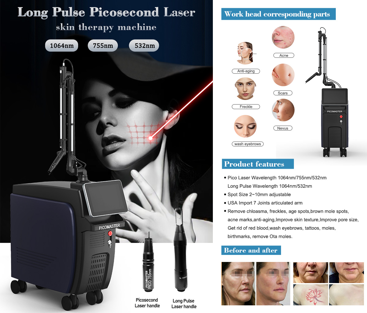 Picomaster picolaser skin care picosecond laser beauty equipment